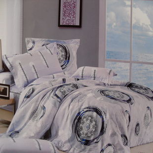 精致睡眠新體驗 AB版緞格絲光棉小提花印花四件套，家居日用品批發(fā)優(yōu)選